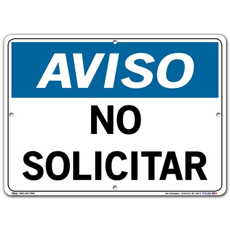 Vestil Aluminum Composite Sign, 10-1/2" Height, 14-1/2" Width, Aluminum Composite, Rectangle, Spanish SI-N-03-C-AC-130-S